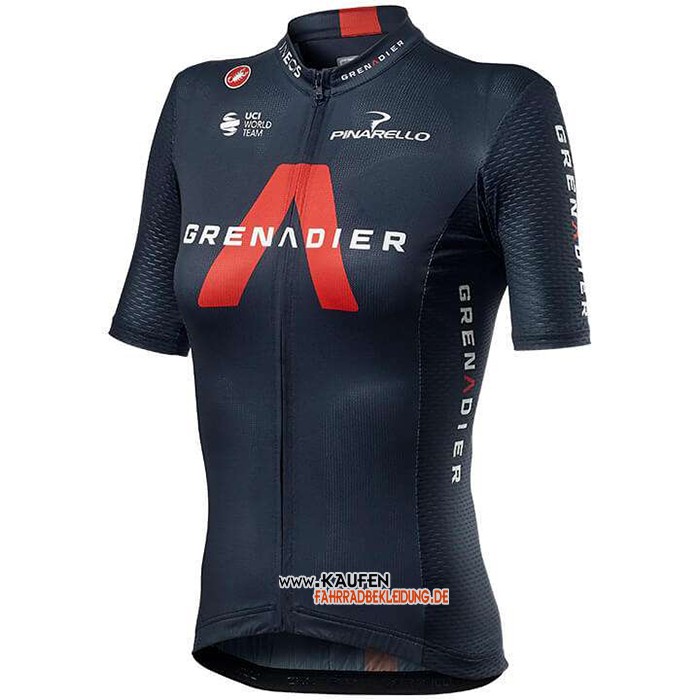 Frau Ineos Grenadiers Kurzarmtrikot 2020 und Kurze Tragerhose Rot Tief Blau